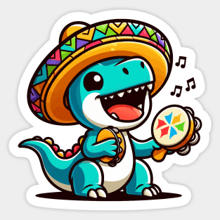 Lovely Dino Enjoy Music Sticker
